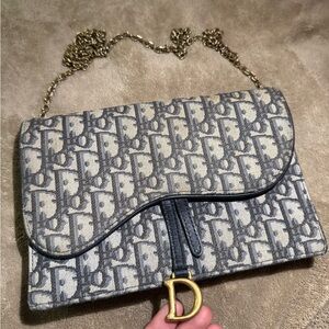 Dior Monogram Blue and Black Clutch